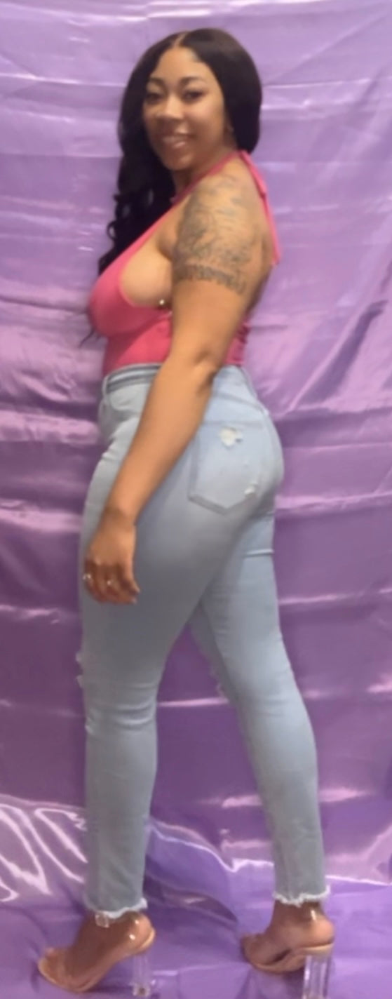 Pink Halter Bodysuit